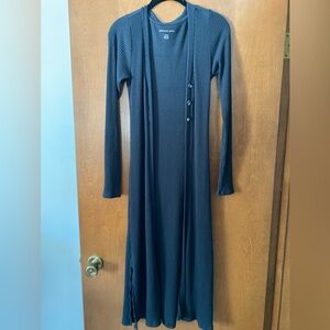 AE Long Plush Cardigan in Washed Black